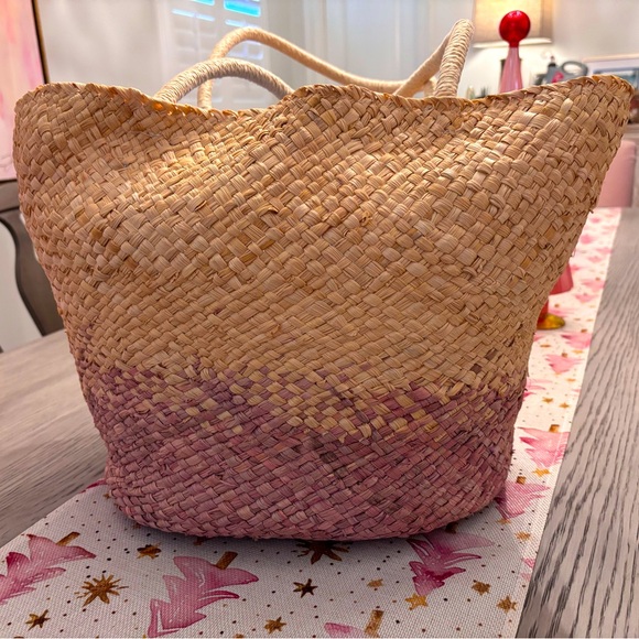 Vineyard Vines Colorblock Straw Beach Tote - Picture 2 of 8